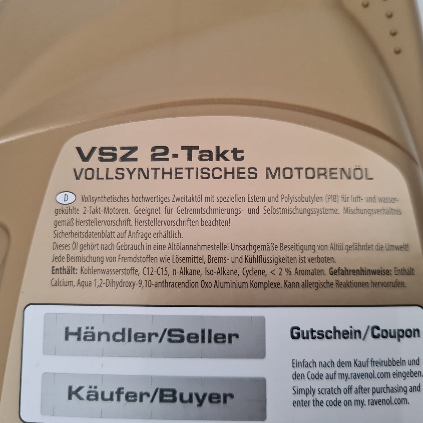 Ravenol VSZ Zweitakt Motorenöl vollsynthetisch Hercules Sachs Motor