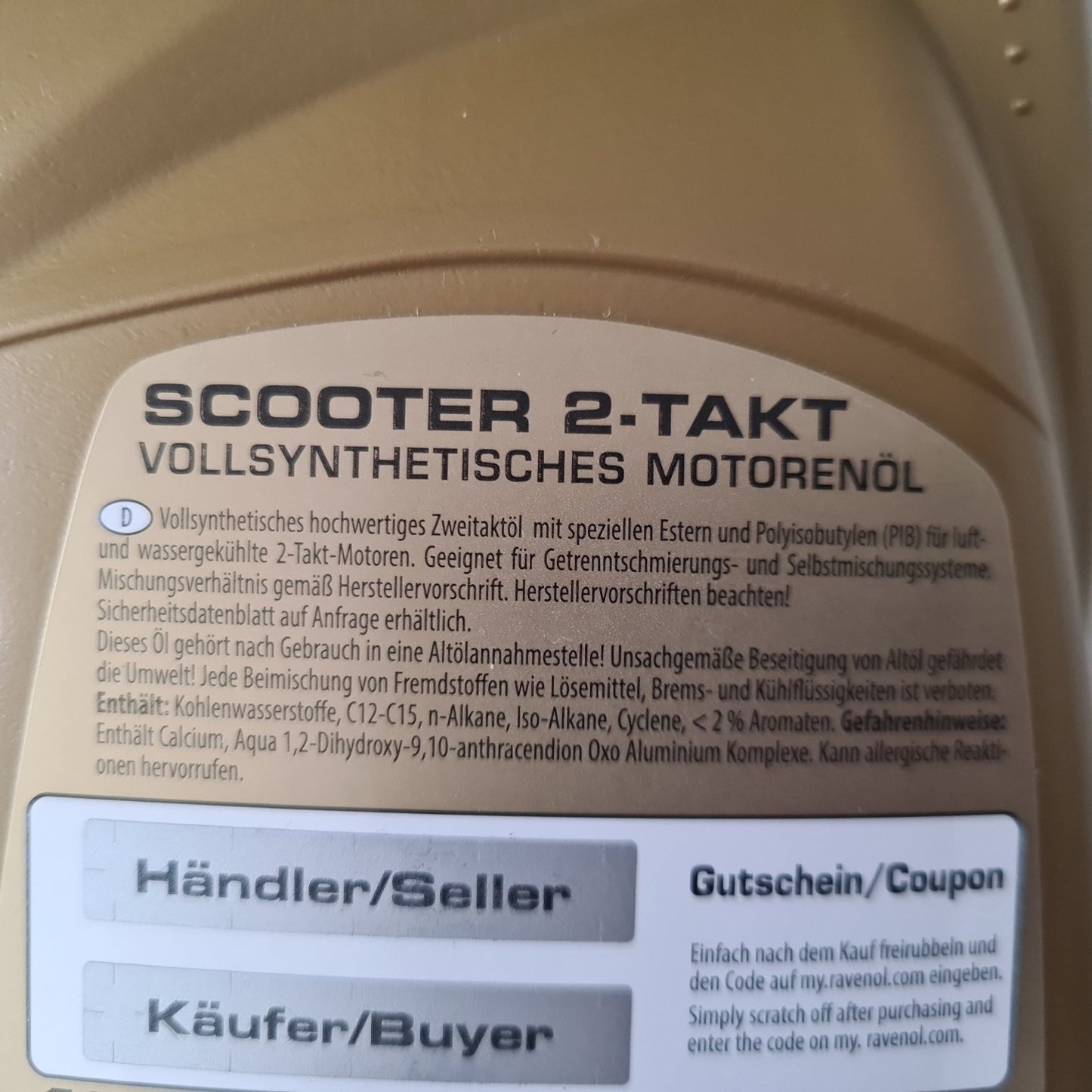 Ravenol Scooter Zweitakt Motorenöl vollsynthetisch Hercules Sachs Motor