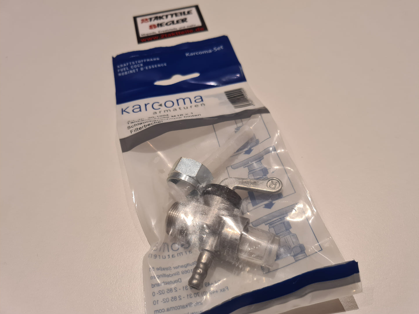 Karcoma Benzinhahn M16 x 1 waagrechter Anschluss Hercules Sachs GS MC 125 175 250 Kreidler Florett