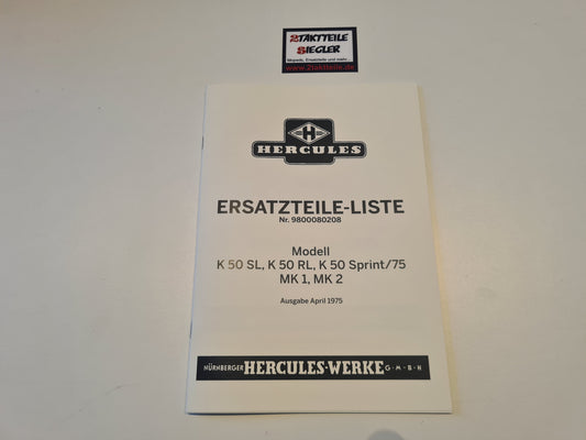 Ersatzteile-Liste Hercules K50 SL RL MK1 MK2 Teileliste