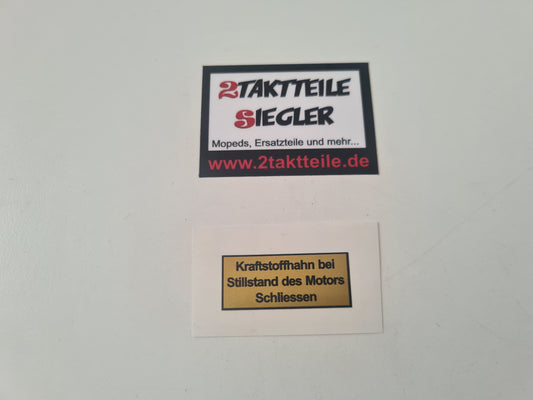 Aufkleber für Tank "Kraftstoffhahn schließen" gold
