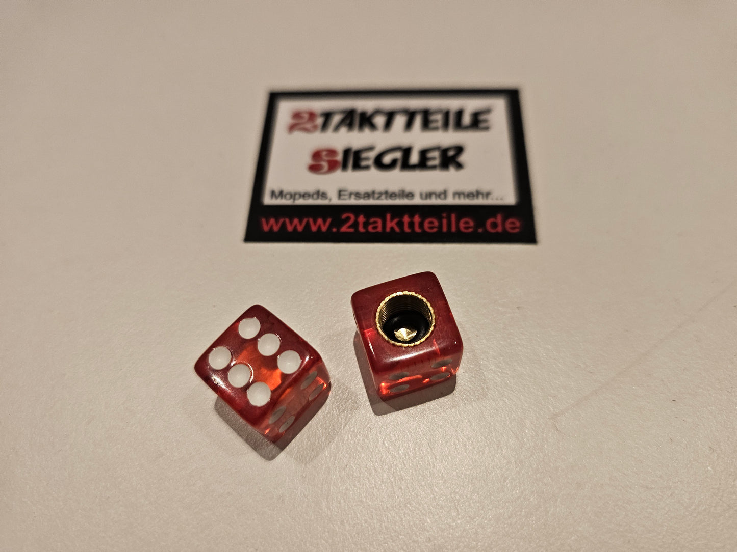 Ventilkappen Würfel rot/weiß 2er Set