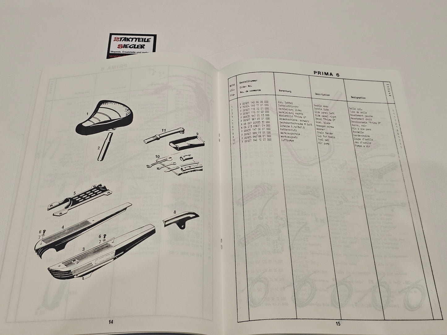 Ersatzteileliste Hercules Prima 6 Mofa Sachs 505/2B Motor