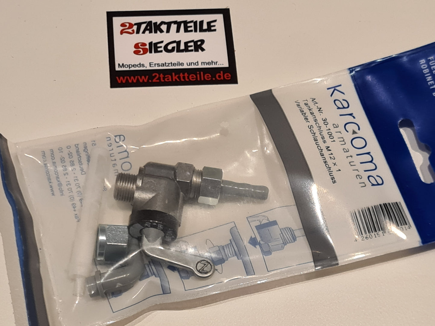 Karcoma Benzinhahn M12 x 1 variabler Anschluss Hercules MK K50 Sportbike Ultra Supra Prima