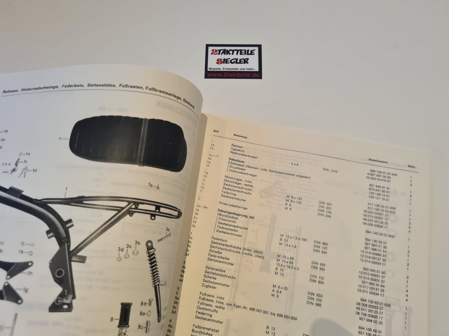 Ersatzteile-Liste Hercules Sportbike 1 2 SB1 SB2