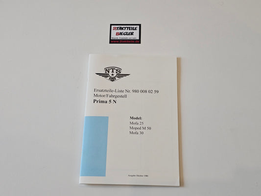 Ersatzteileliste Fahrgestell + Motor Hercules Sachs Prima 5N Sachs 505/2B