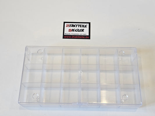 Sortimentskasten transparent 18 Fächer